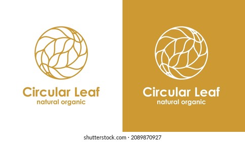 Natural Organic Yin Yang circular leaf logo design