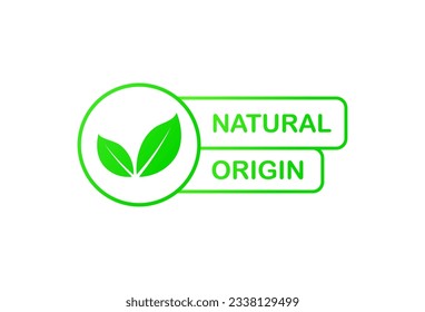 Natural origin. Flat, green, 100% organic icon, organic mark. vector image