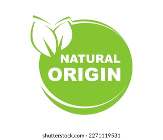 Natural origin label. Natural product logo. Organic Ingredients. Organic, eco and bio symbol. Vector illustration.