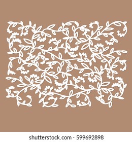 Natural ornament of a branch. Vector pattern of laser cutting.  Laser cutting template for greeting cards, envelopes, glass holder, decorations, mat, panel. 