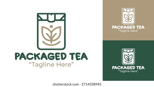 Un logotipo de té natural envasado diseñado para marcas de té y productos de estilo de vida centrados en el bienestar.
