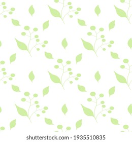 Patrón natural pastel. Ilustración vectorial verde-blanca. Diseño de verano. Sin inconveniente.