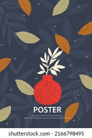 Natural pattern background poster vase potted decoration color editable 
   Use for poster design, card, web, print, fabric pattern and other design 
   decorations.