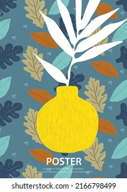 Natural pattern background poster vase potted decoration color editable 
   Use for poster design, card, web, print, fabric pattern and other design 
   decorations.