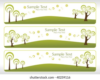 natural pattern banner with ecology tree