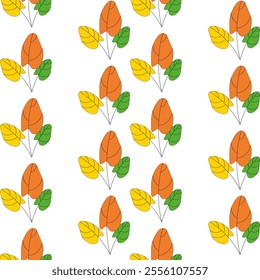 Natural pattern with bright branches in autumn colors