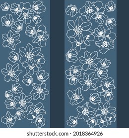 Natural pattern of jasmine flowers on a blue background. Eco design
