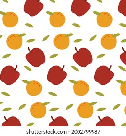 natural pattern with orange and apple
