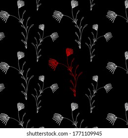 Natural pattern of plants on a black background.