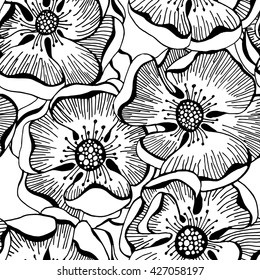 Natural pattern with poppies. Vector illustration