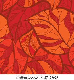 Natural pattern with red leaves. Vector illustration