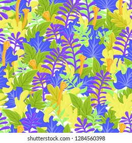 Natural pattern with stylized green leaves. Spring or summer foliage.