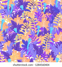 Natural pattern with stylized green leaves. Spring or summer foliage.
