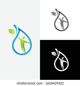 Natural People Water Drop Leaf Abstract Logo