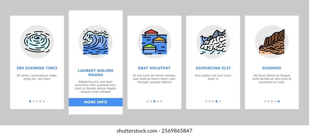 natural phenomena weather sun onboarding mobile vector night day, earth sunshine, rain cloud, climate hot, rainbow cold nature, meteorology natural phenomena weather sun illustrations