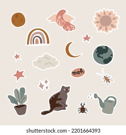 Natural phenomenon sticker vector collection.