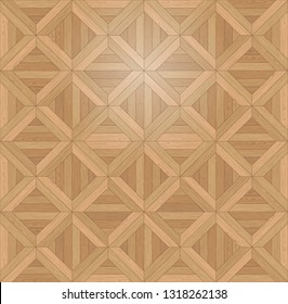 Natural Photo Realistic Wooden Floor Vector Background. Engineered Chevron, Square Tile Palace Parquet Seamless Texture 