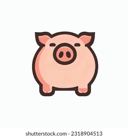 natural pig illustration from the front on a white background