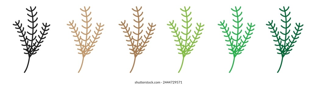 Natural Pine Branch Icons Symbolizing Festive Fir Tree Needles