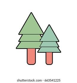 natural pine trees botany icons