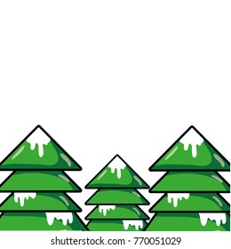 natural pines trees with snow design