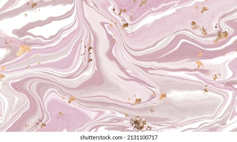 natürliche, rosafarbene Marmorstruktur mit gegossenem Gold, Vektorgrafik, Hintergrund, flüssiger abstrakter Marmor-Malerhintergrund mit goldener Glitterstruktur.