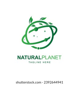 Natural Planet Logo Design Template. Green Orbit Logo.