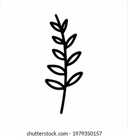 Natural plant leaf icon. Hand drawn line art illustration of natural plant leaf vector icon for web design