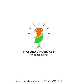 natural podcast with leaf logo templates