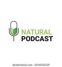 Diseño de logotipo de podcast natural. Diseño de logotipo de Vector Podcast. Diseño de logotipo de Vector Podcast de Naturaleza.