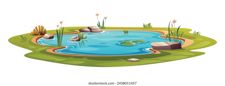 Natural pond cartoon vector illustration