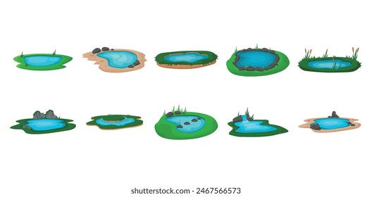 Natural Pond Element Illustration Set