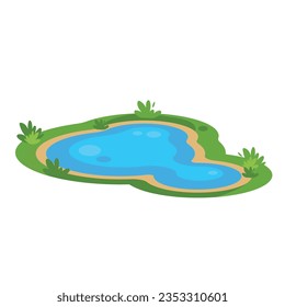 natural pond flat vector illustration clipart isolated on white background