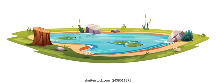 Natural pond illustration. Vector cartoon isolated on white background