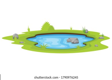 Natural pond outdoor vector illustration