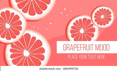 Natural postcard and banner concept with grapefruits. Vector illustration.