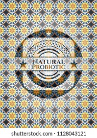 Natural Probiotic arabic badge. Arabesque decoration.