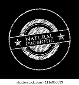 Natural Probiotic chalkboard emblem on black board