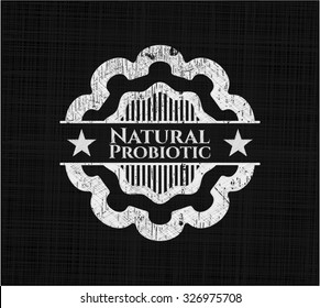Natural Probiotic chalkboard emblem on black board