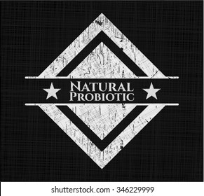 Natural Probiotic chalkboard emblem on black board