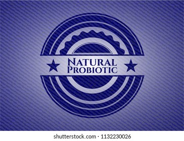 Natural Probiotic emblem with jean texture