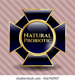 Natural Probiotic gold emblem or badge