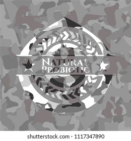 Natural Probiotic grey camouflaged emblem