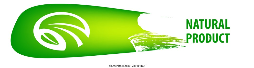 Natural product. Abstract landscape   on logo for vegan restaurant. Template banner for organic food business.