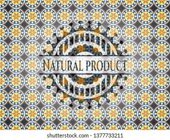 Natural Product arabic badge. Arabesque decoration.