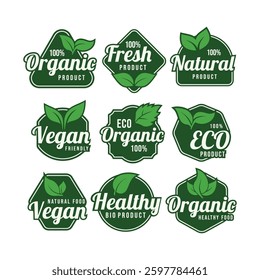 Natural product badge vector set