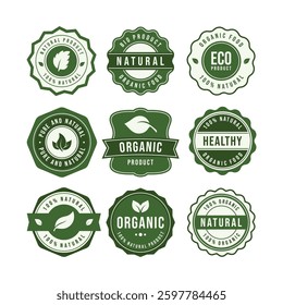 Natural product badge vector set