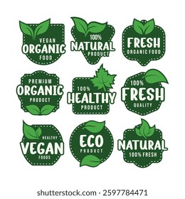 Natural product badge vector set