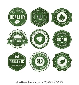 Natural product badge vector set