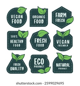 Natural product badge vector set